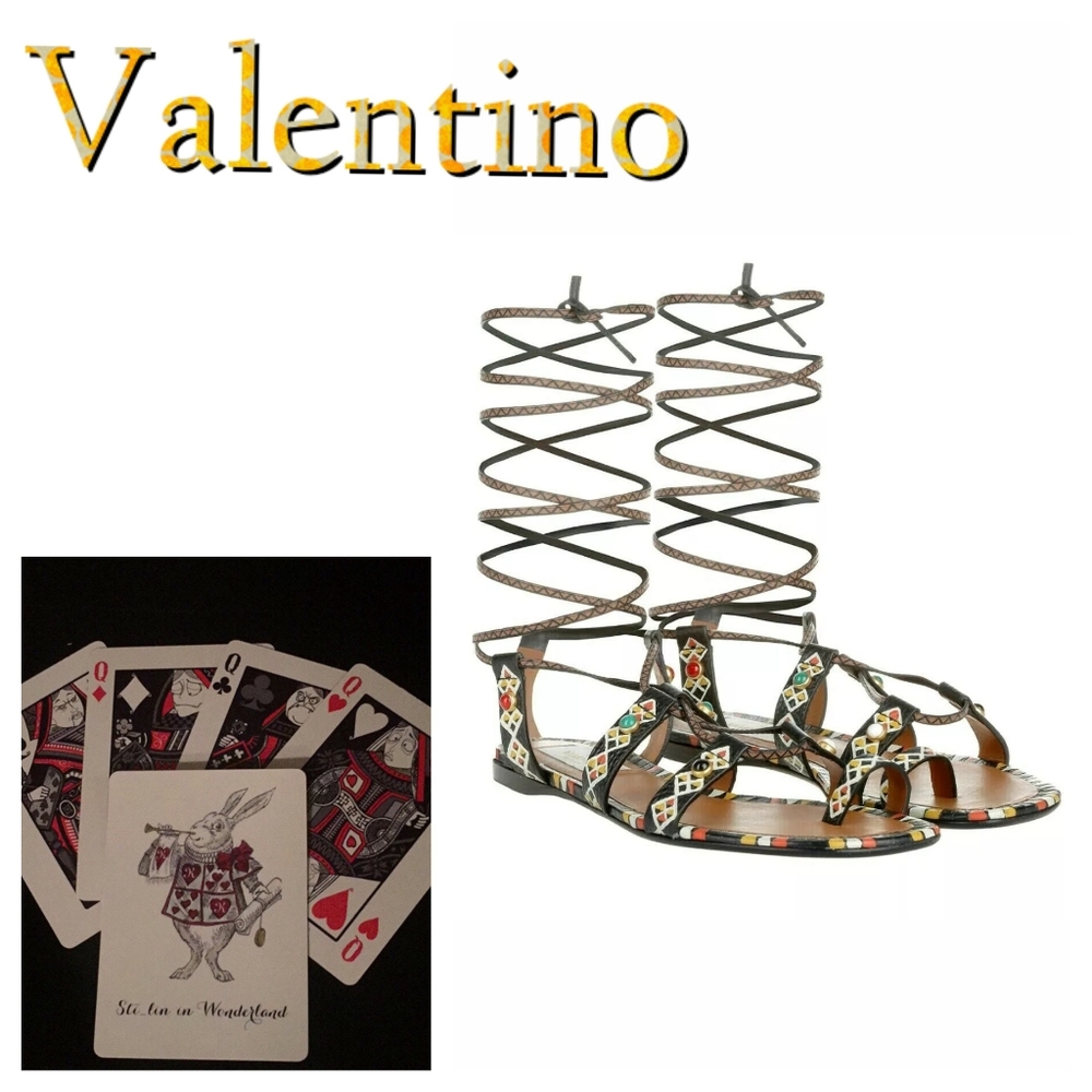 New Valentino Hand Painted Gladiator Sandal 38.5